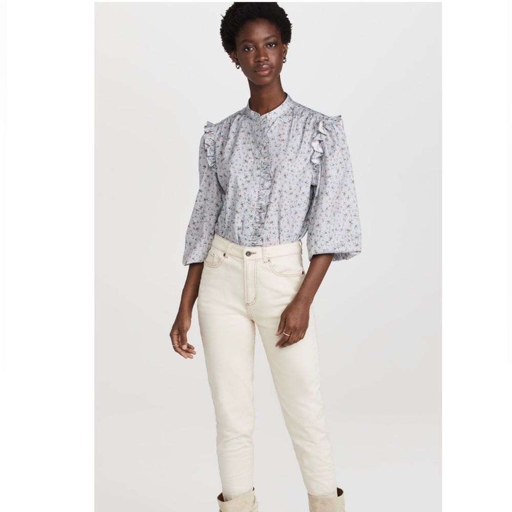 Something Navy floral ruffle blouse - Picture 3 of 7